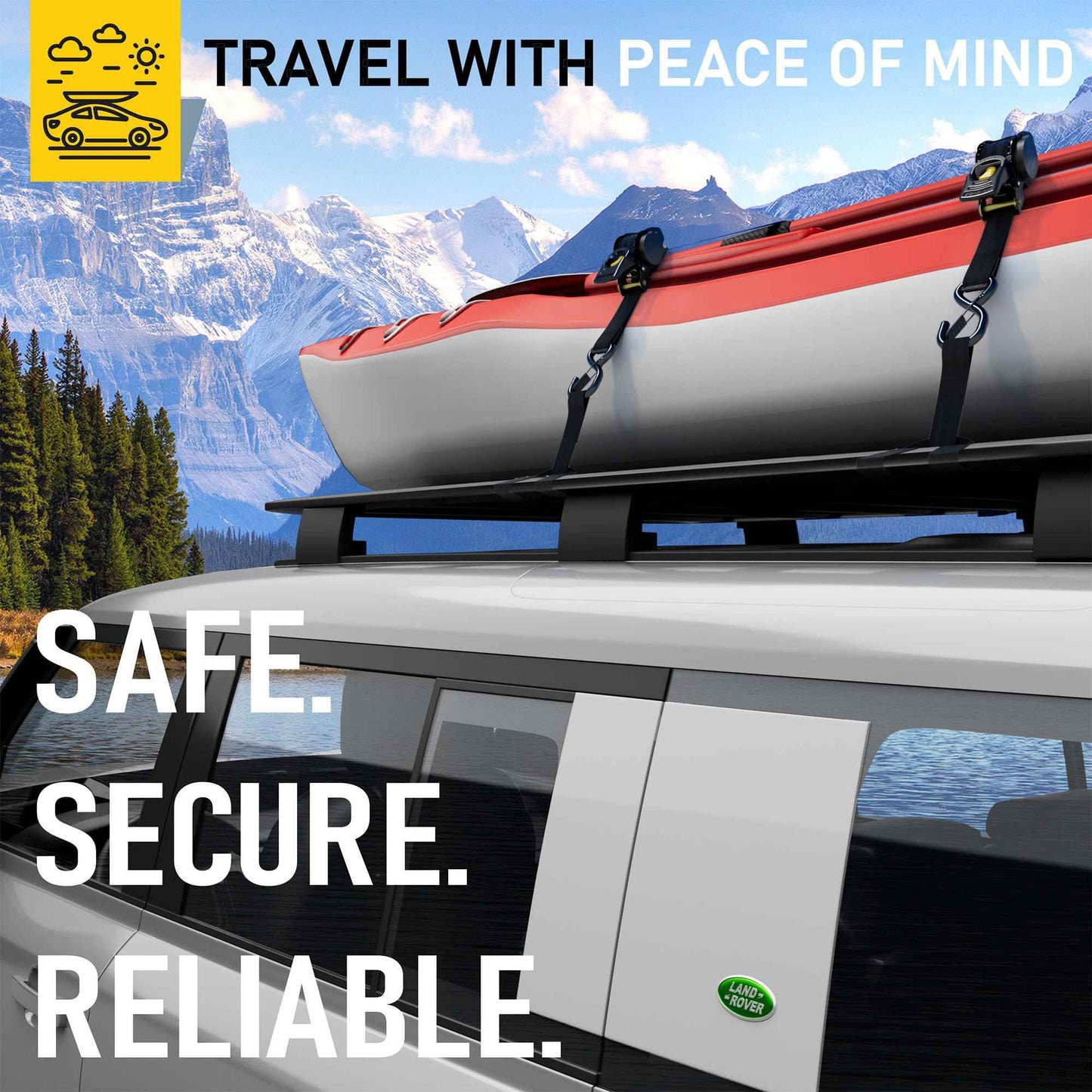 AUGO Retractable Ratchet Straps | 4 Heavy Duty Ratchet Straps Self Retractable Tie Down Straps with Soft Loops & Storage Bag for Motorcycle, Truck, Trailer, Cargo Van | 1200 Lb Break Strength 1” x 10’