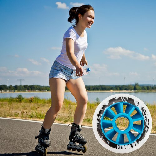 90mm 85A Inline Skate Wheel, Outdoor Replacement for Rollerblade, High-Rebound PU Speed Fitness Skating Wheels with Strong Blue Core for Smooth Fast Long-Distance Urban Skating (Set of 6)