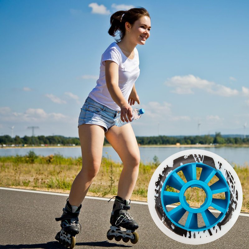 90mm 85A Inline Skate Wheel, Outdoor Replacement for Rollerblade, High-Rebound PU Speed Fitness Skating Wheels with Strong Blue Core for Smooth Fast Long-Distance Urban Skating (Set of 6)