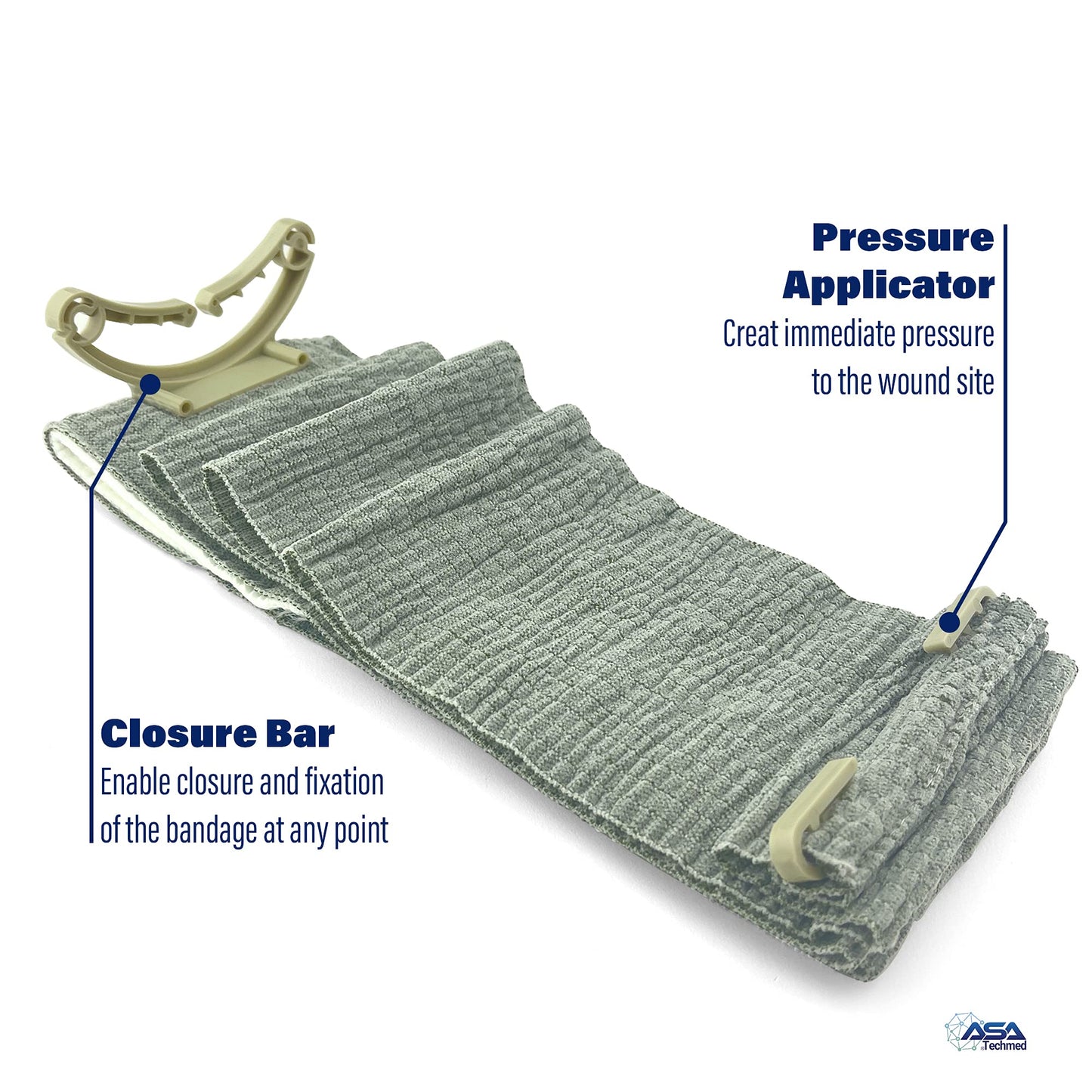 ASA TECHMED 5 Pack Emergency Trauma 6" Israeli Style Bandage - Combat Military Style Battle Wound Dressing First Aid IFAK