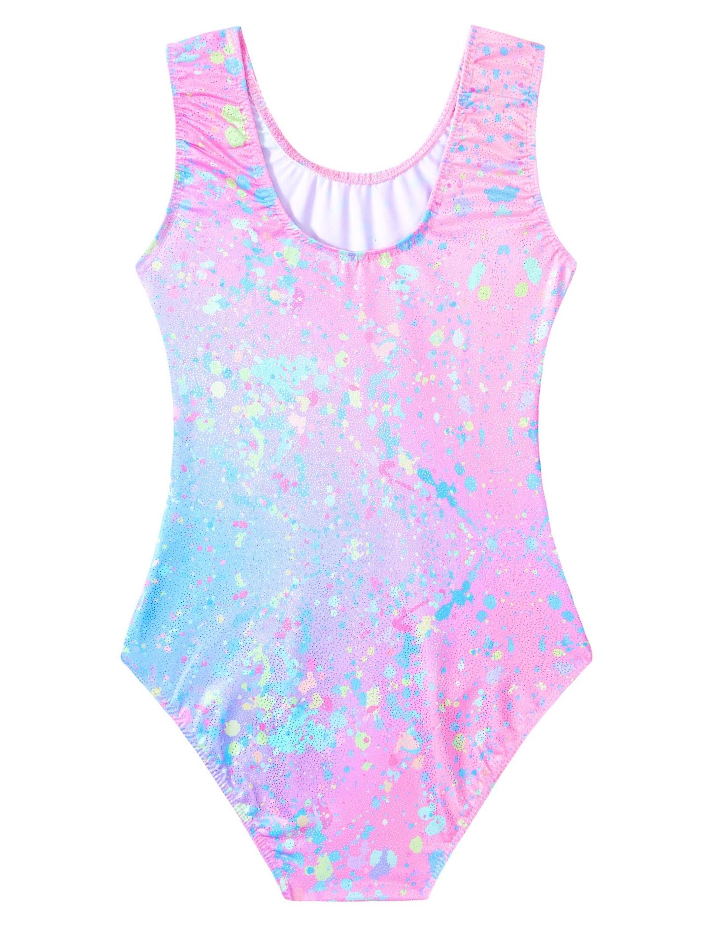 Domusgo Gymnastics Leotards for Girls 5-6 Years Old Colorful Dot Sparkly One Piece Tumbling Outfits