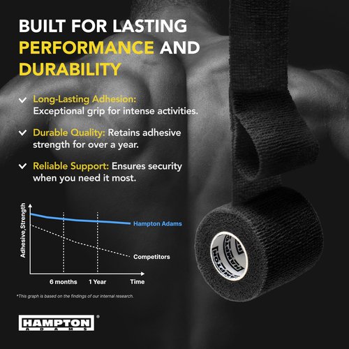 Hampton Adams | As Seen on Shark Tank | Self Adhesive Bandage Wrap (14-Pack) | 15ft | Pet Safe | Breathable Athletic Elastic Cohesive Bandage for Sports Injury Ankle Knee Wrist sprains (Black)