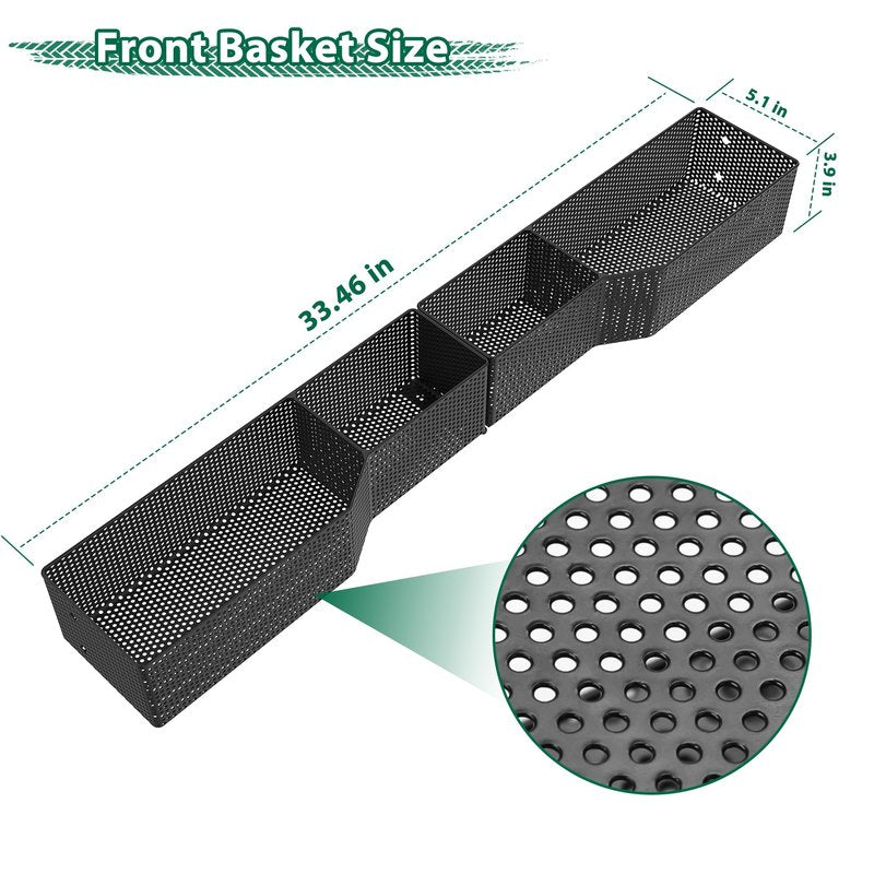 10L0L Golf Cart Inner Storage Utility Basket-Premium Steel Anti-Rust Suitable for Golf Cart Club Car Tempo Front Dash Storage Tray Organizer (Black)