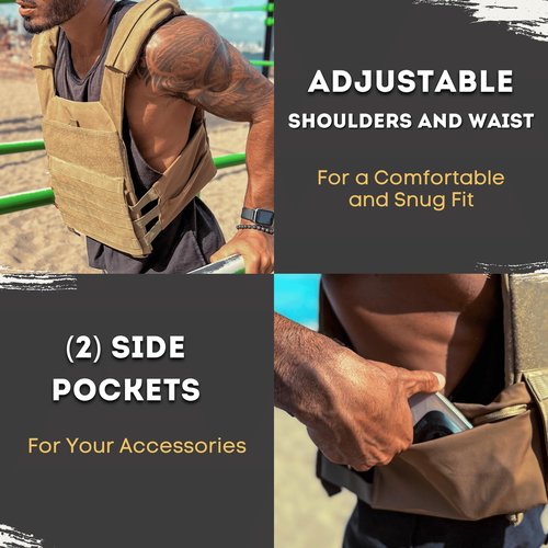 Polyfit (Fortify) Weighted Vest for Strength and Endurance Training, Fitness Workouts, Running, WODs - BLACK