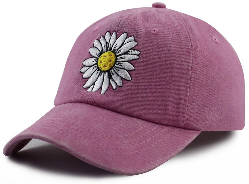 Pickleball Gifts for Women, Pickle Ball Baseball Cap, Cute Daisy Woman Pickleball Hat, Christmas Mother's Day Birthday Accessories for Mom Mama Aunt Pink