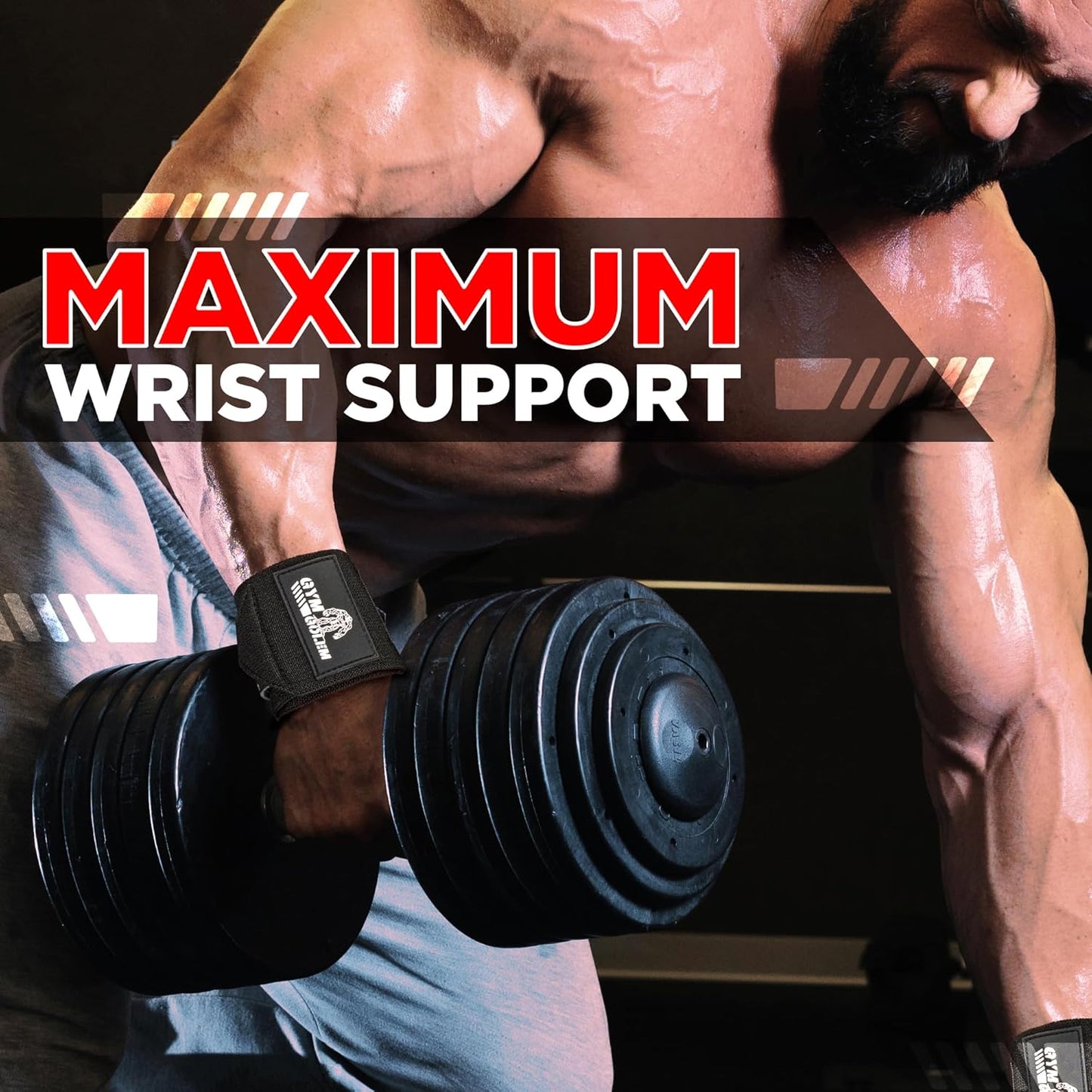 Skiennix Wrist Wraps - 18-Inch Premium Support with Thumb Loop for Powerlifting & Bodybuilding (1 Pair)