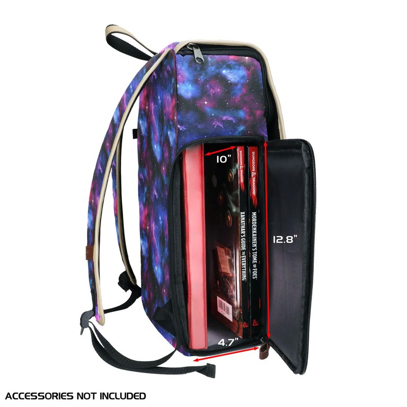 ENHANCE Designer Edition DnD Backpack - Stylish RPG Backpack for Dungeons and Dragons - Travel DnD Bag fits 4 Books and Binder with Miniature Storage, Map Holder, Comfortable Shoulder Straps (Galaxy)