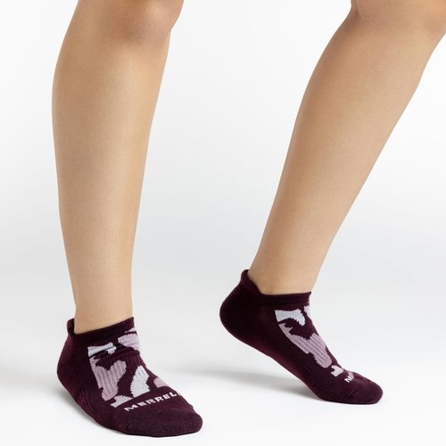 Merrell Unisex Recycled Everyday Low Cut Tab Sock 3 Pair Pack, Purple Assorted, S/M