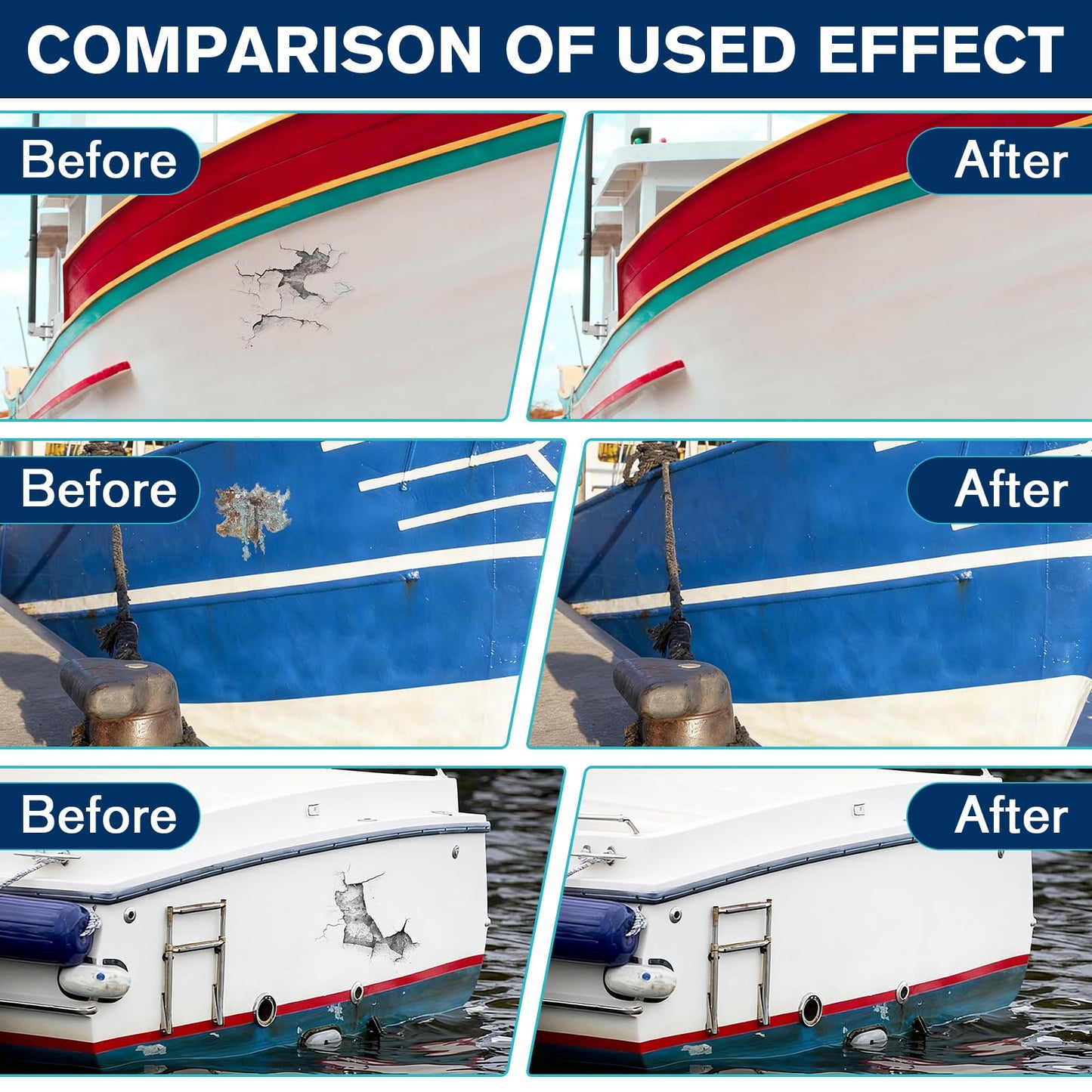 Fiberglass-Boat-Repair-Kit, Gel-Coat-Repair-Kit, Marine -Fiberglass-Repair-Kit for Boats, Epoxy Filler for Boats, Fiberglass Repair Kit Fix Holes, Chips, Scratches, Deep Cracks-Color Match