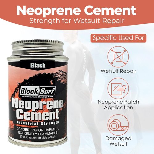 BLOCKSURF Neoprene Cement Adhesive 4 fl oz - Quick-Drying, Flexible & Waterproof Wetsuit Repair