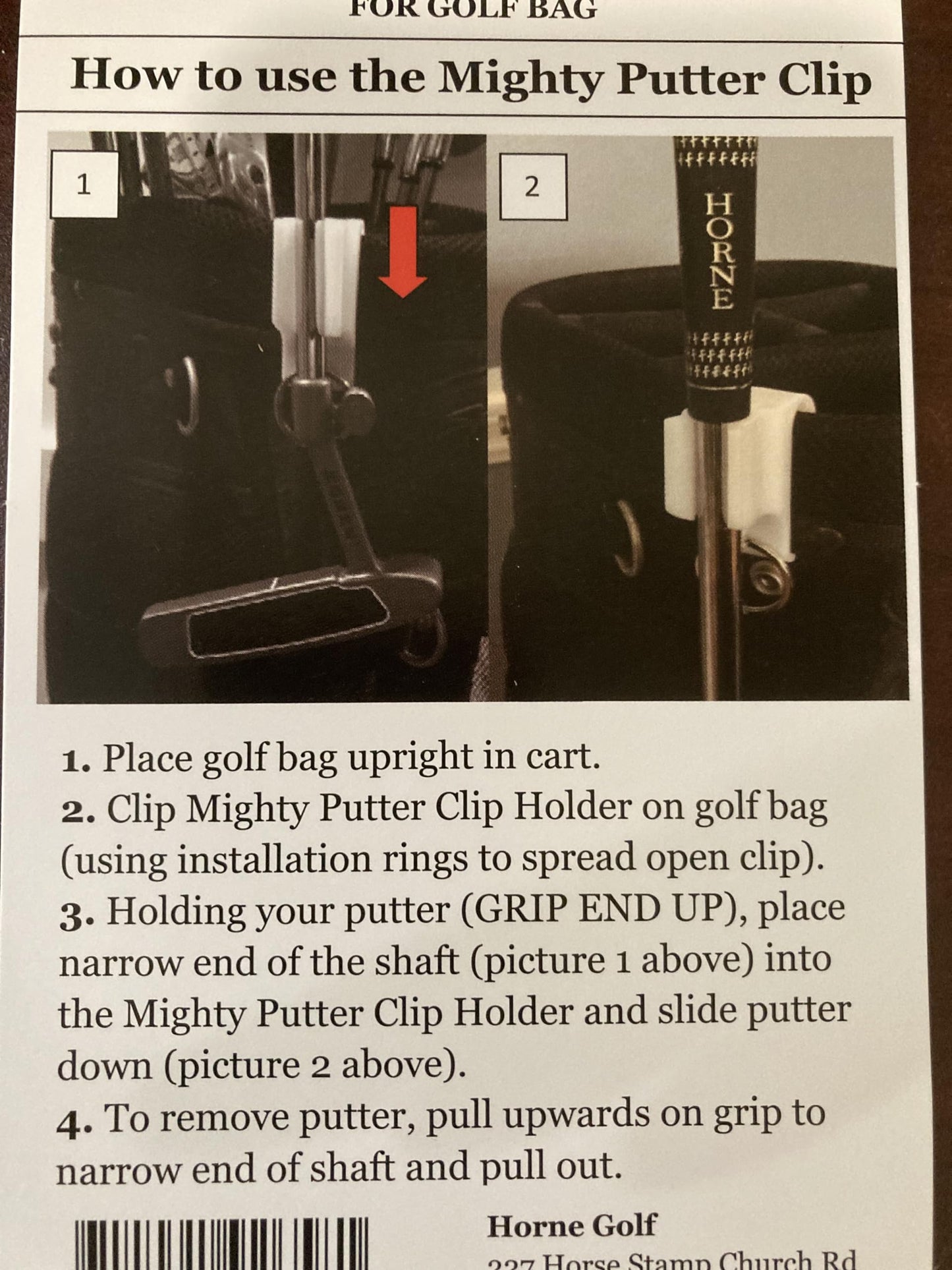 Horne Golf Mighty Putter Clip Holder for The Golf Bag