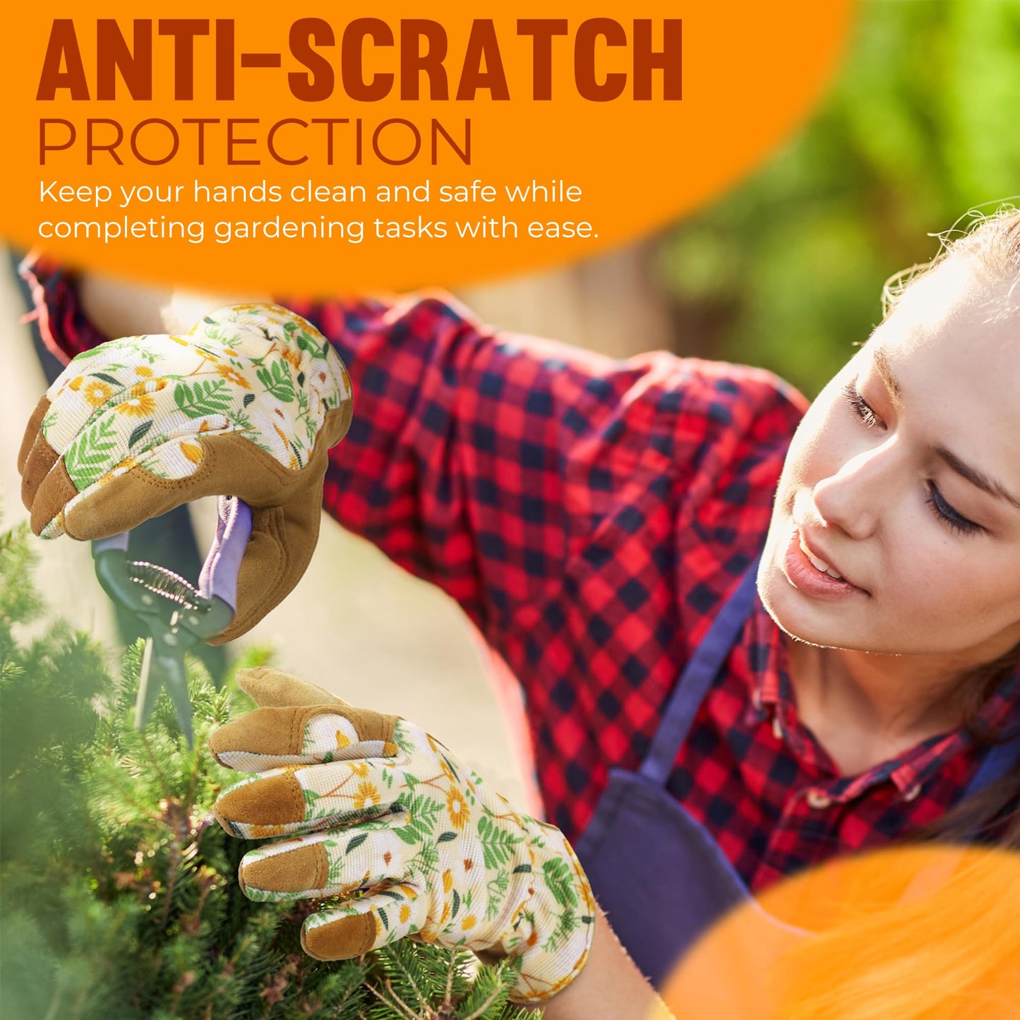 HANDLANDY Gardening Gloves for Women, Ladies Breathable Leather Garden Glove for Yard Maintenance Work Construction Tool Handling, Best Gift for Gardeners (Small)