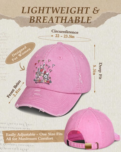 Flafens Womens Baseball Caps - Cute Baseball Hat for Women Youth Vintage Distressed Low Profile Embroidered Cotton Trendy Cool Adjustable Washed Unstructured Fitted Ladies Ball Cap Ballcaps, Castle