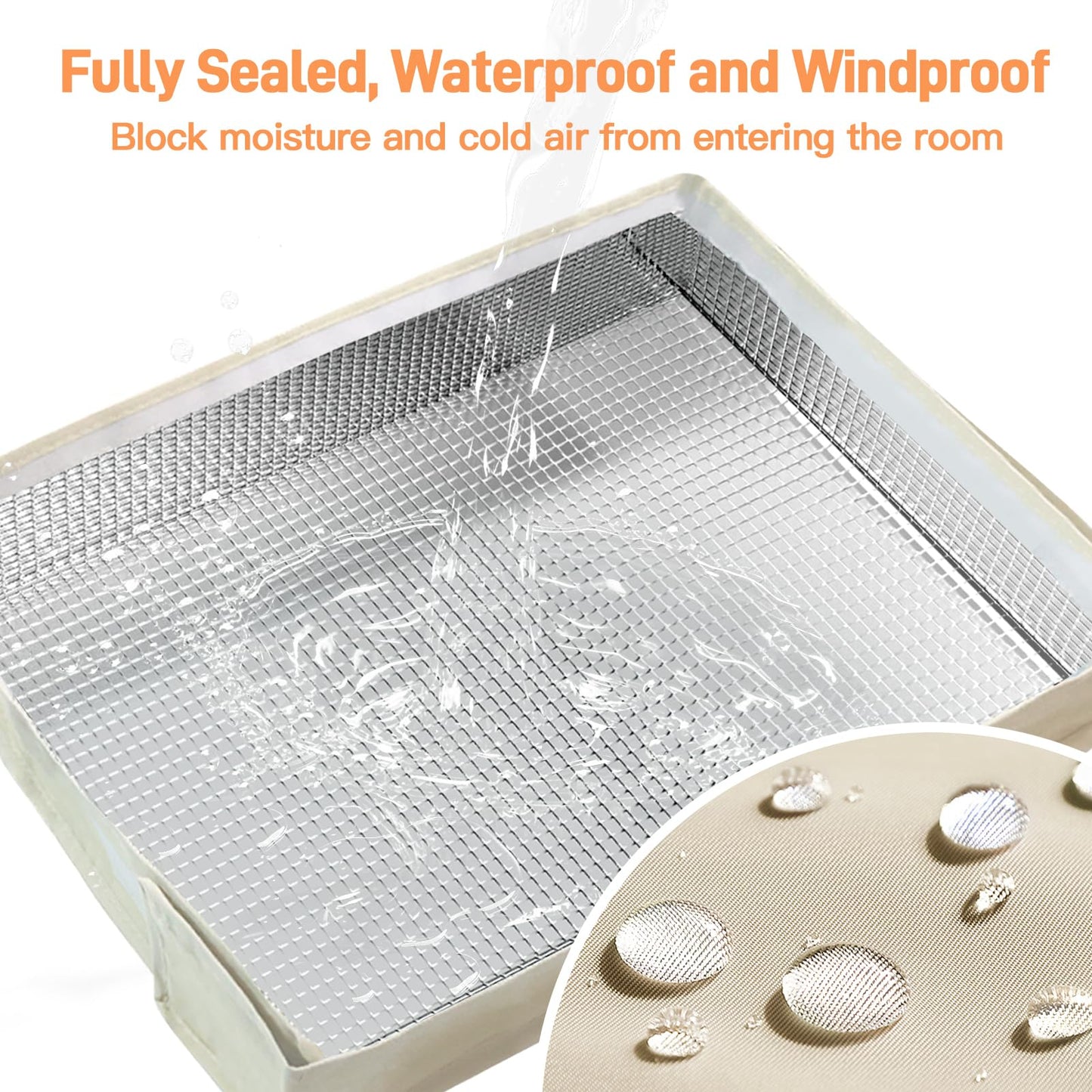 Air Conditioner Covers for Inside 21" W x 15" H x 3.5" D, Windproof and Waterproof 3 Layers Insulation Window Air Conditioner Cover with Aluminum Foil and 2mm Foam, Beige