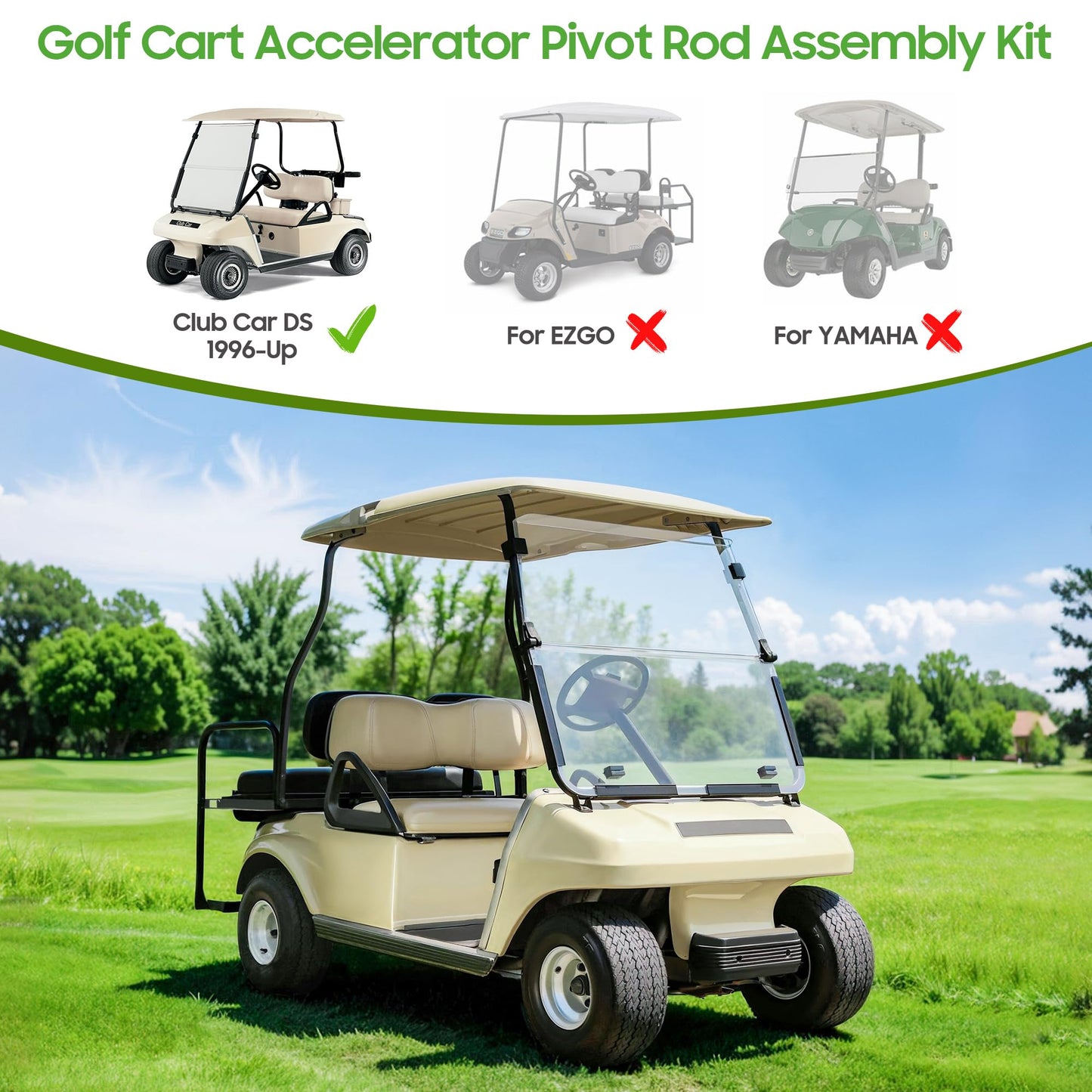 10L0L Golf Cart Accelerator Pivot Rod Assembly Kit Fits Club Car DS 1996-up Gas and Electric Models,OEM# 1020260-01, 1017325