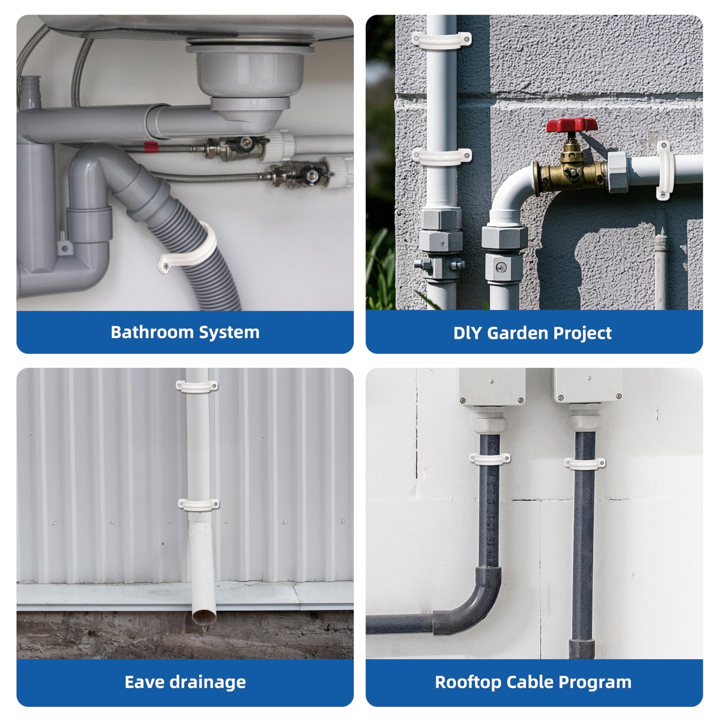 20 Set PVC conduit pipe strap clamps Φ32 MM - SCH 1 IN,Two Hole plastic pipe clips