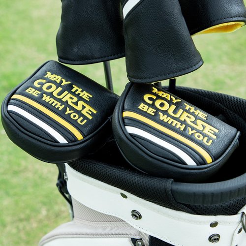 Golf Headcovers Golf Club Head Covers Elegant Embroidery Premium Leather Driver Headcovers May The Course Be with You Fairway Wood Head Cover Hybrid Covers Putter Covers (for OZ1 Mallet Putter(1pcs))