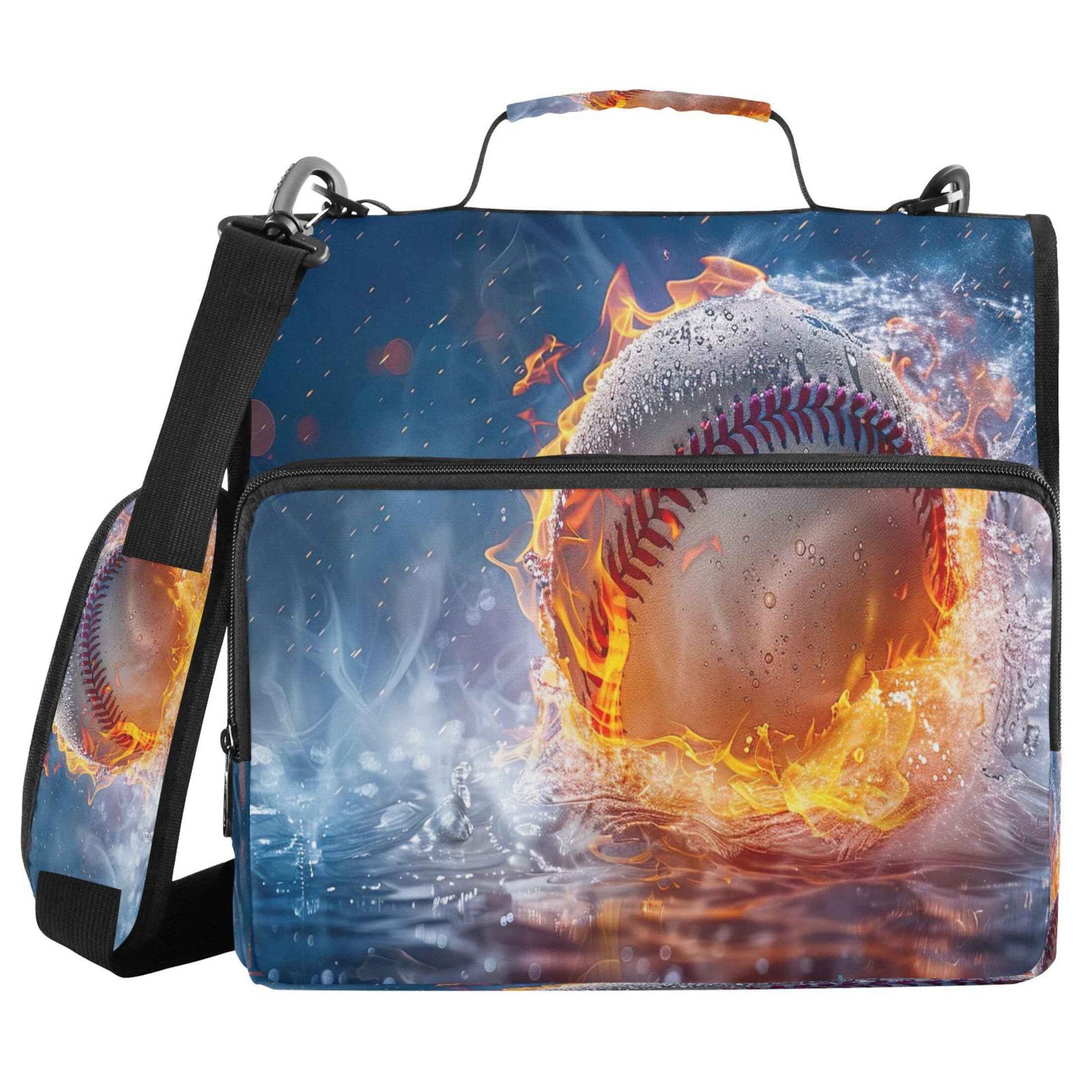 Takiito 3 Ring Zipper Binder Firing Baseball Binder Organizer Portfolio with File and Shoulder Strap & Handle Large Capacity File Folder