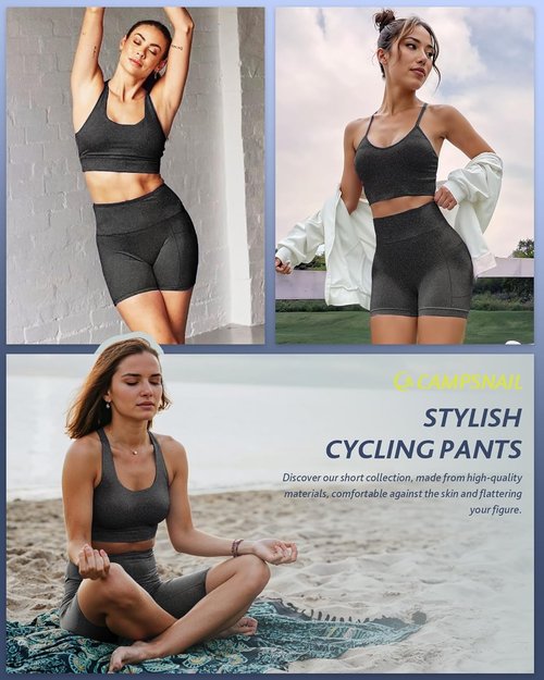 CAMPSNAIL Biker Shorts for Women - High Waisted Tummy Control with Pockets | 3"/5"/8" Spandex Gym & Yoga Shorts