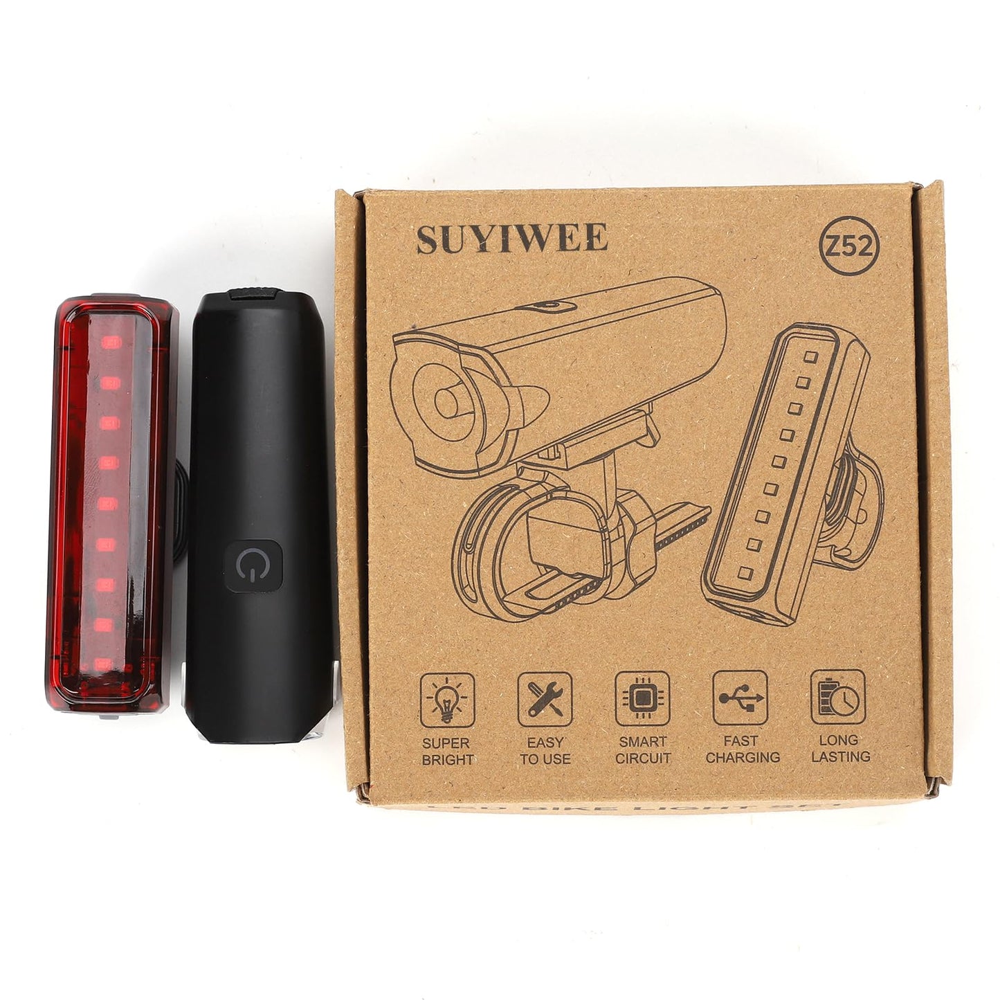 SUYIWEE 2026 New 1200LM Wide Angle Bike Lights for Night Riding, 3+5 Modes & IP65 Waterproof Bicycle Lights Front and Rear, Long-Lasting USB Rechargeable Sports Scooter Accessories for Men Women