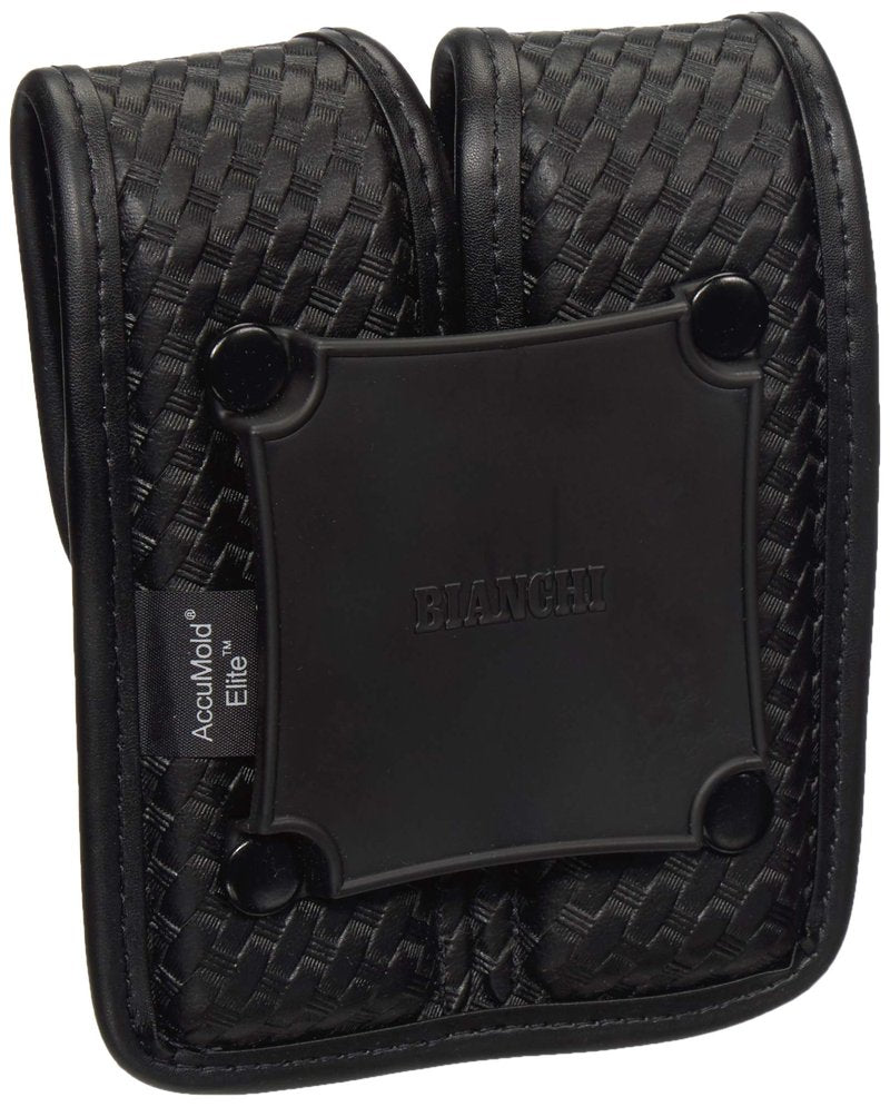 Bianchi 7902 BSK Black Double Mag Pouch with Chrome Snap Closure (Size 4)