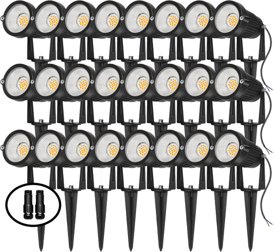 7W LED Low Voltage Landscape Lights - 700LM Warm White Spotlights for Garden Pathway | IP65 Waterproof | 12V/24V | 6 Pack