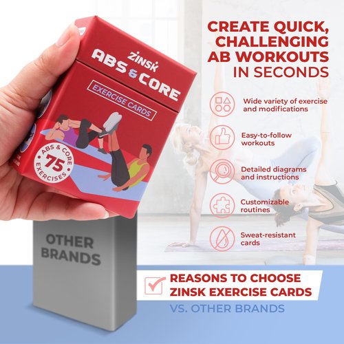Abs and Core Exercise Cards – 75+ Workout Cards to Help Build Core Strength, Stability, Outdoor, Work from Home Fitness Workout