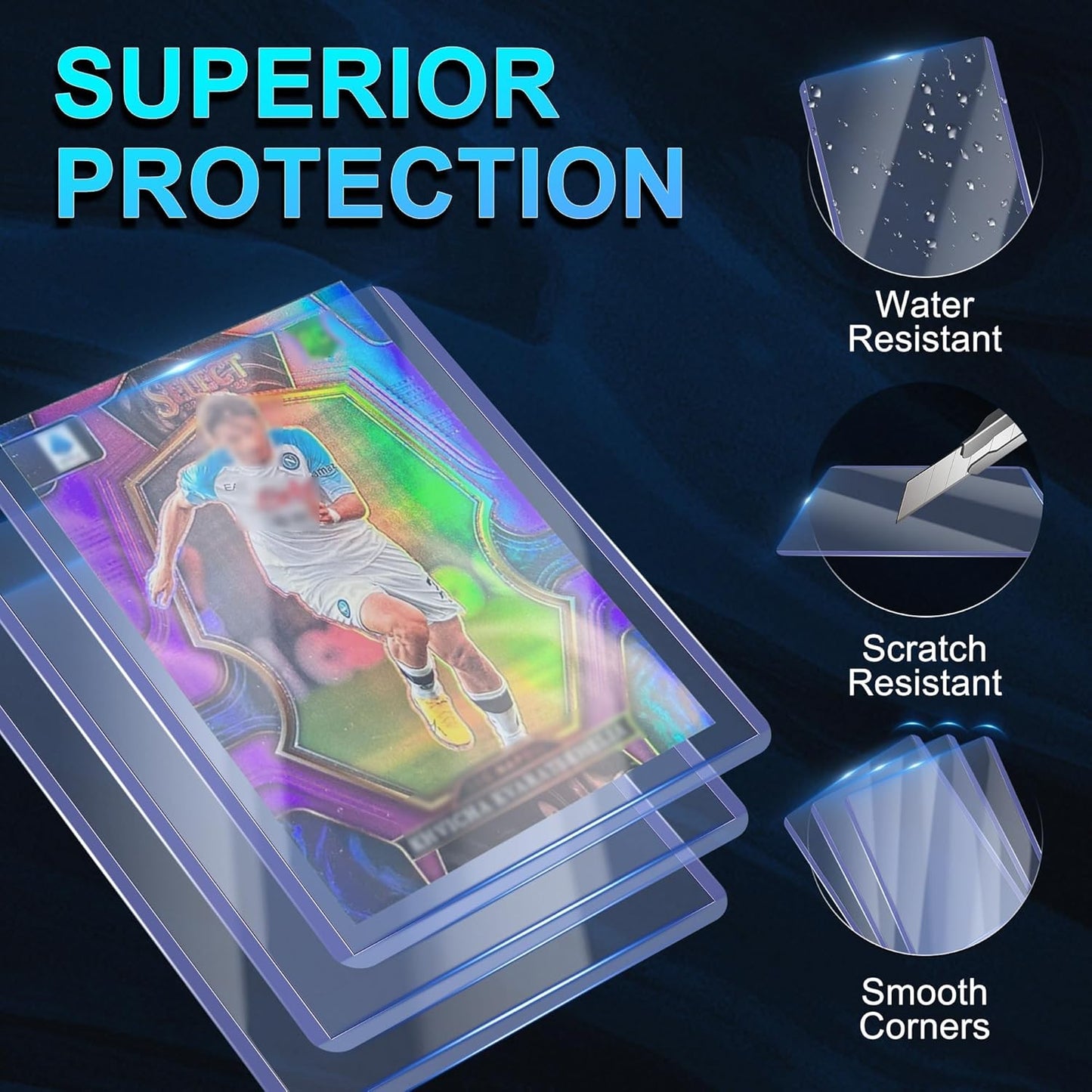 Skiennix 200 Card Sleeves - Premium Clear Protectors for Trading Cards | 3" x 4" Hard Plastic Holders