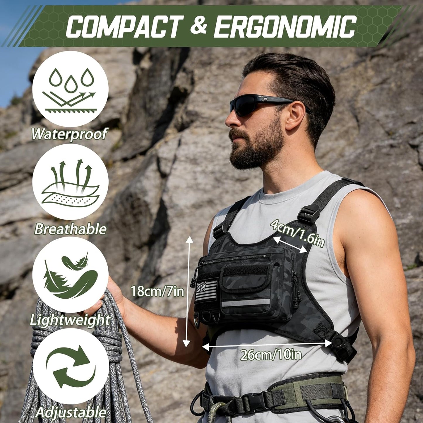 OCKLILY Chest Bag - Versatile Outdoor Sports Vest for Running, Cycling, Hiking | Unisex Design