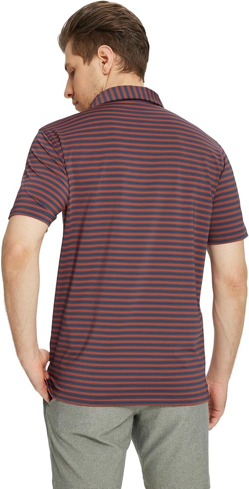 M MAELREG Men's Golf Shirts - Short Sleeve Dry Fit Striped Polo | Moisture-Wicking Performance