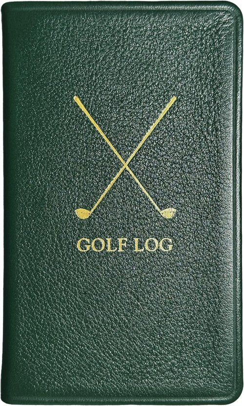 Graphic Image On The Green Golf Journal, Golf Score Log Book, Genuine Full Grain Leather (Green, Compact - 3" x 5") Published & Bound in the USA