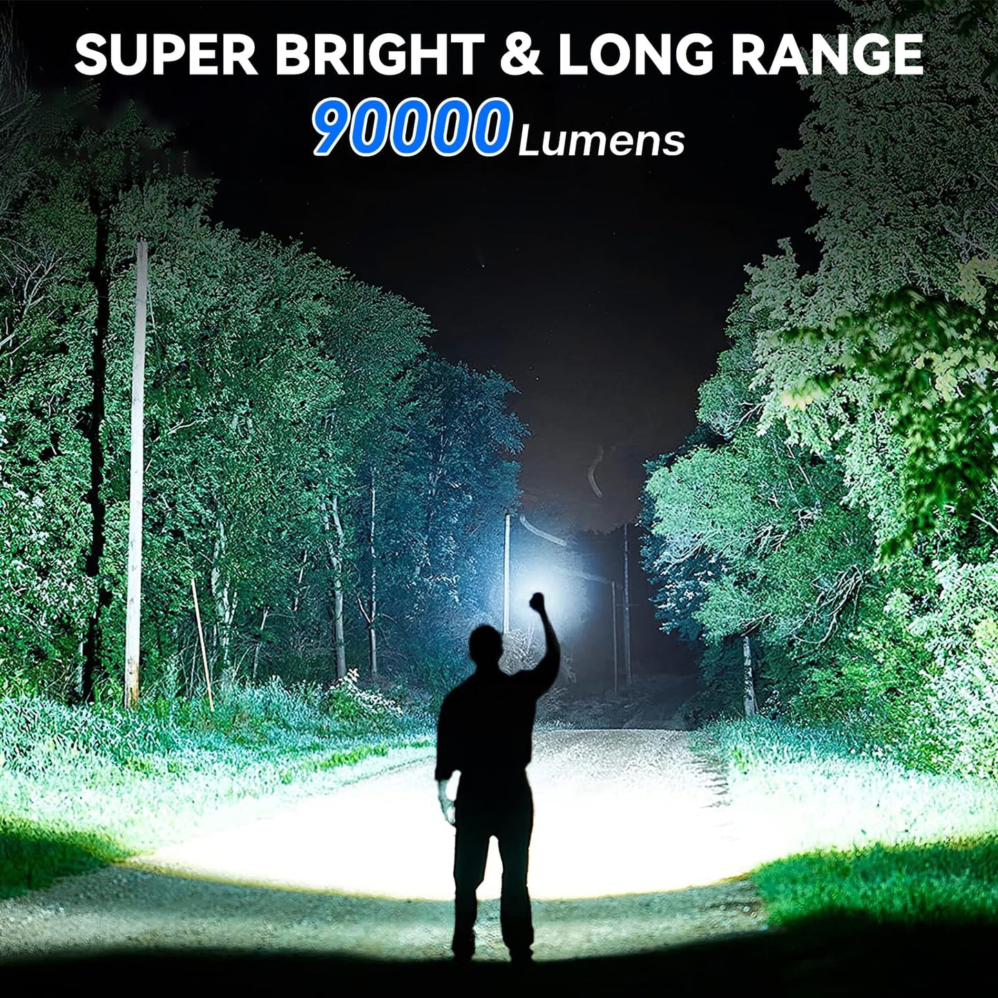 ALSTU Flashlight Rechargeable 99,000 High Lumen - 7 Modes LED Flash Light with COB, Powerful Handheld Flashlight for Home, Camping(2 Pack)