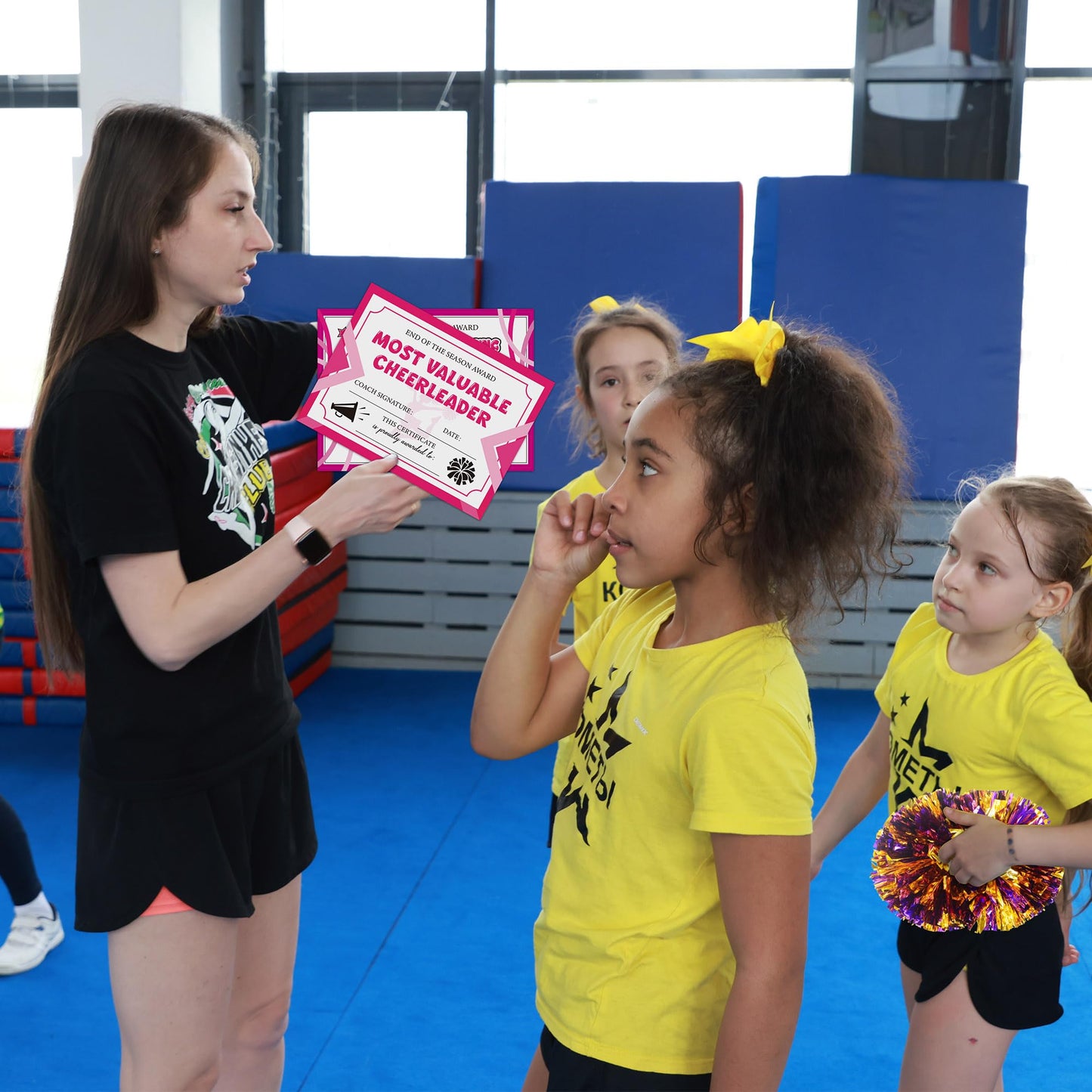 EYxsaxenk Cheerleading Achievement Award Certificates - 60Pcs End of Season Cheerleader Ceremony Award Cheerleading Championship Paper Achievement Certificate Student Reward Teacher Motivation Supply