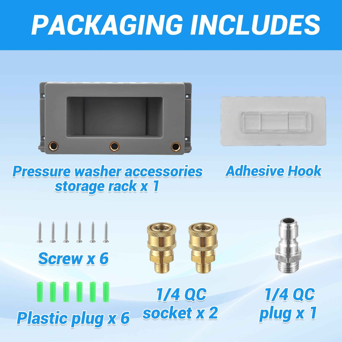 PWACCS Pressure Washer Gun Holder, Foam Cannon Holder, 1/4" Quick Connect Pressure Washer Nozzle Tip and Wand Holder, Foam Cannon Bucket Mount for Organize Power Washing Accessories