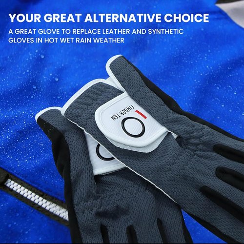 FINGER TEN Golf Gloves - All-Weather Grip for Men - 6-Pack in Various Sizes | Ideal for Rainy Conditions