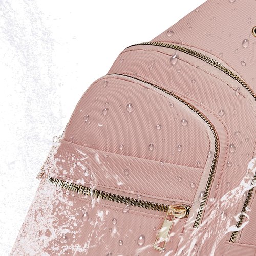 Aganmi Small RFID Waterproof Travel Crossbody Sling Bags for Women Men, Hands Free Lightweight Sling Backpack Fanny Pack Cross Body Bag for Outdoors Hiking Traveling Fitness Commuting Leisure Pink