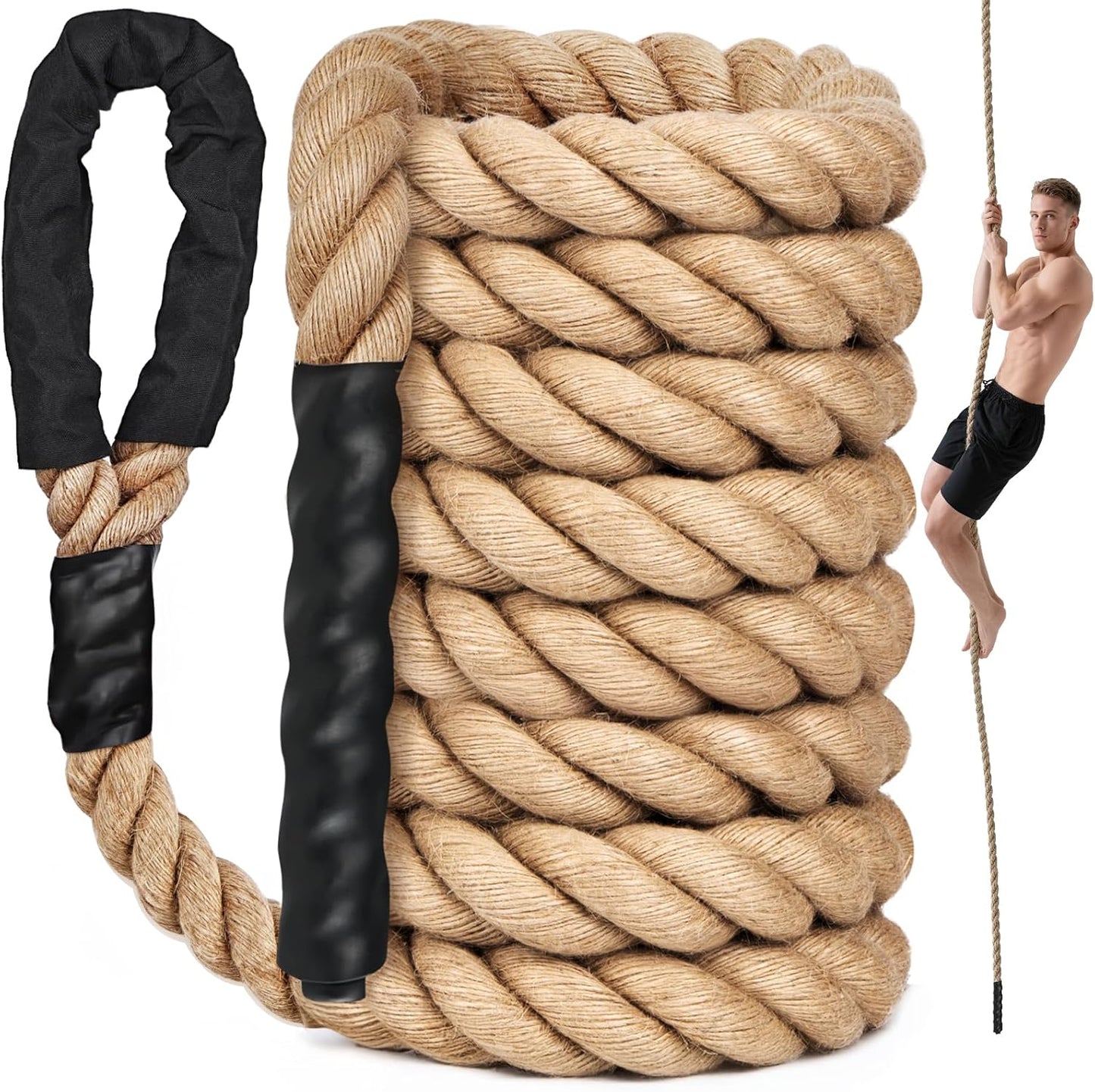 X XBEN Climbing Rope - Heavy-Duty Jute Rope for Gym & Fitness | 10FT, 20FT, 30FT, 50FT Options
