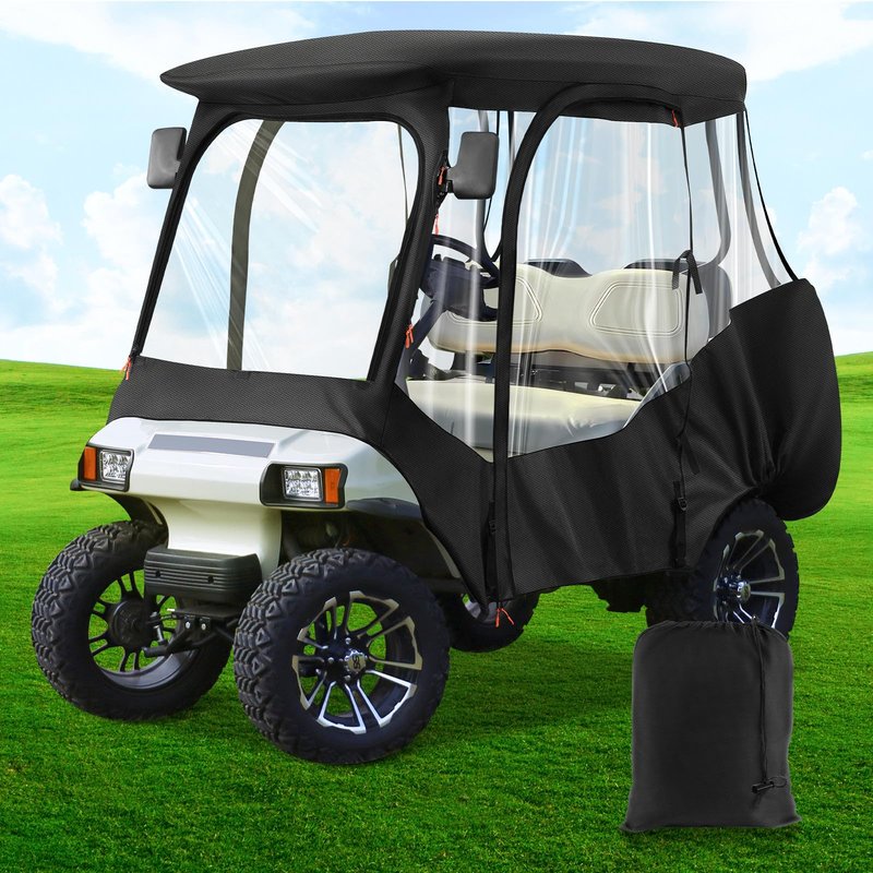 DRIVE UP Club Car Driving Enclosure, Golf Cart Enclosure Fits for 4 Passenger Club Car DS Golf Carts, 600D Waterproof Windproof Portable Golf Cart Rain Cover with Zipper Door and 4-Sided Clear Window