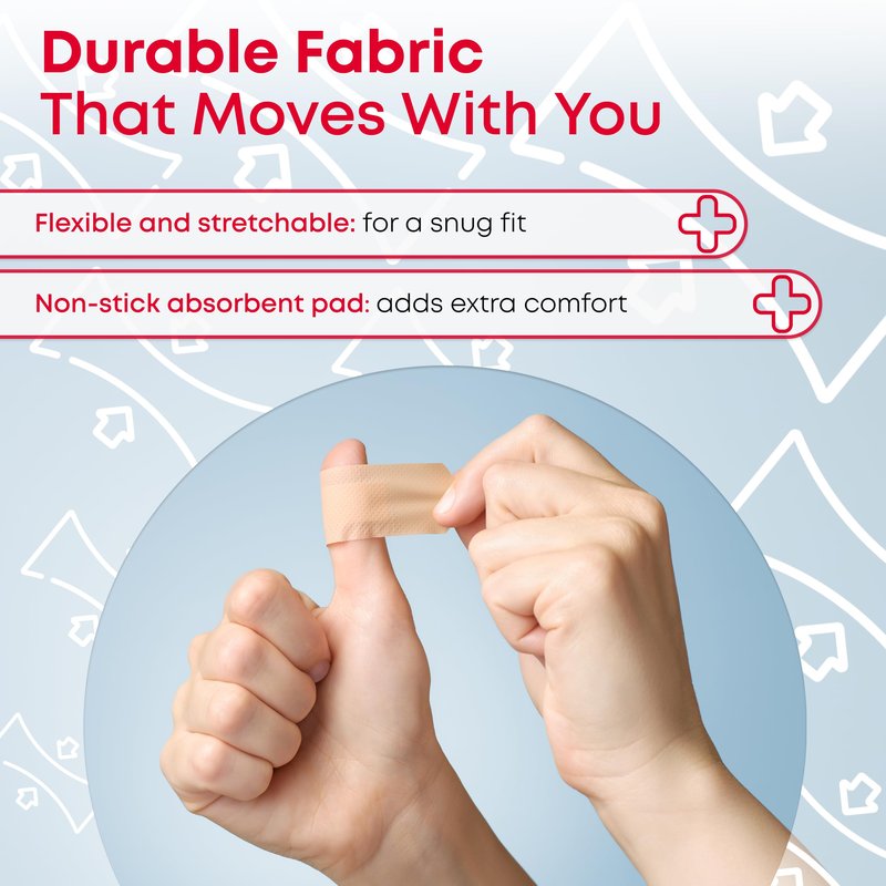Fabric Adhesive Bandages 1” x 3” – Latex-Free Stretchy Strips with Non-Stick Pad for Wound Protection, Flexible Sterile First Aid Bandages – 600 Count (6 Boxes of 100)