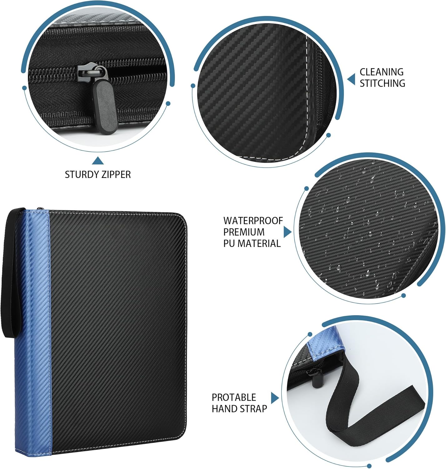 Skiennix 9-Pocket Trading Card Binder - Durable PU Organizer with 900 Double-Sided Sleeves | Blue
