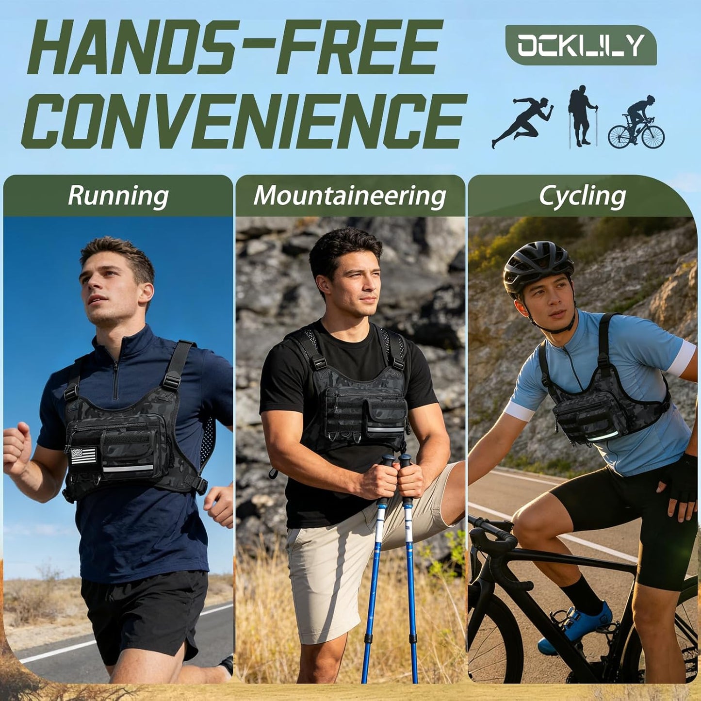 OCKLILY Chest Bag - Versatile Outdoor Sports Vest for Running, Cycling, Hiking | Unisex Design