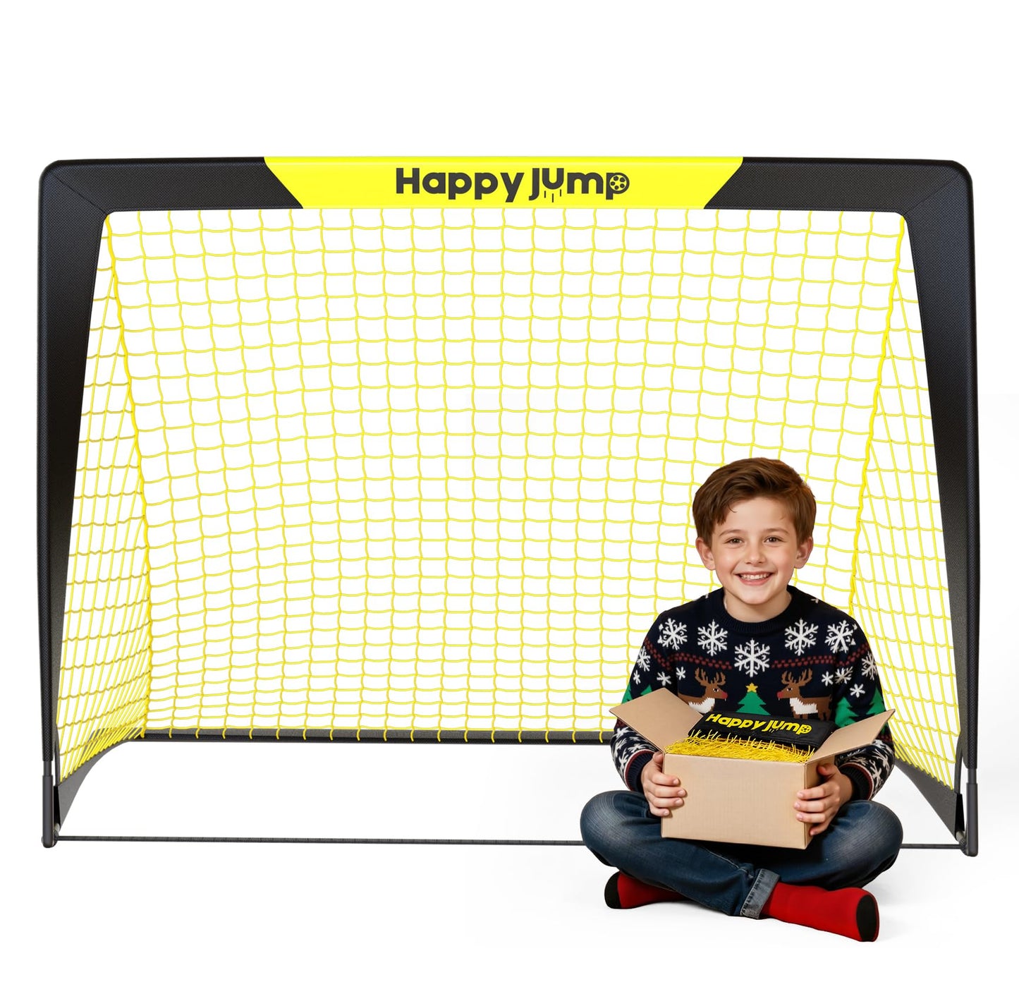 Happy Jump 7x5 FT & 5x3.6 FT Portable Soccer Goal for Youth Players Ages 6–14, Large-Frame Design Built for Long-Term Development, Easy Setup for Backyard, Park or School Training