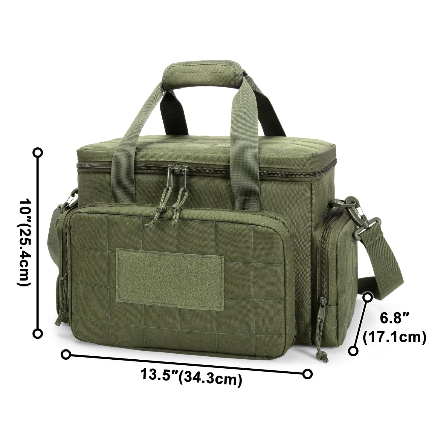 GOBUROS Gun Range Bags for 4 Handguns and Ammo, Tactical Soft Pistol Case with 6X Magazine Slots, Gun Carrying Bag for Shooting Gear Accessories with Shoulder Strap Quilted Padded Gun Duffle Bag Green