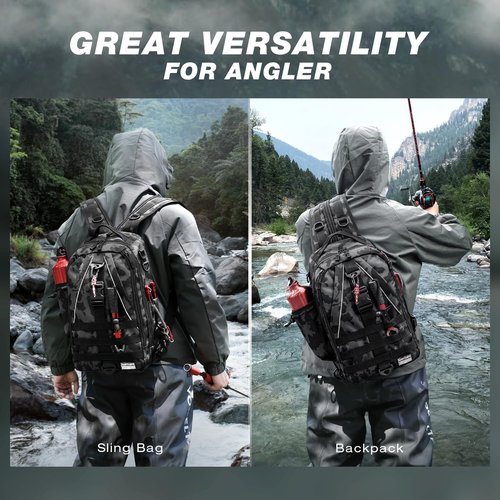 Ghosthorn Fishing Backpack | Lightweight Tackle Sling Bag with Rod Holder - Perfect for Fly Fishing Gifts