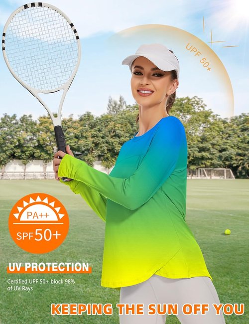Blingfit Women's Long Sleeve Workout Tops - Lightweight UPF50+ UV Protection for Running & Hiking
