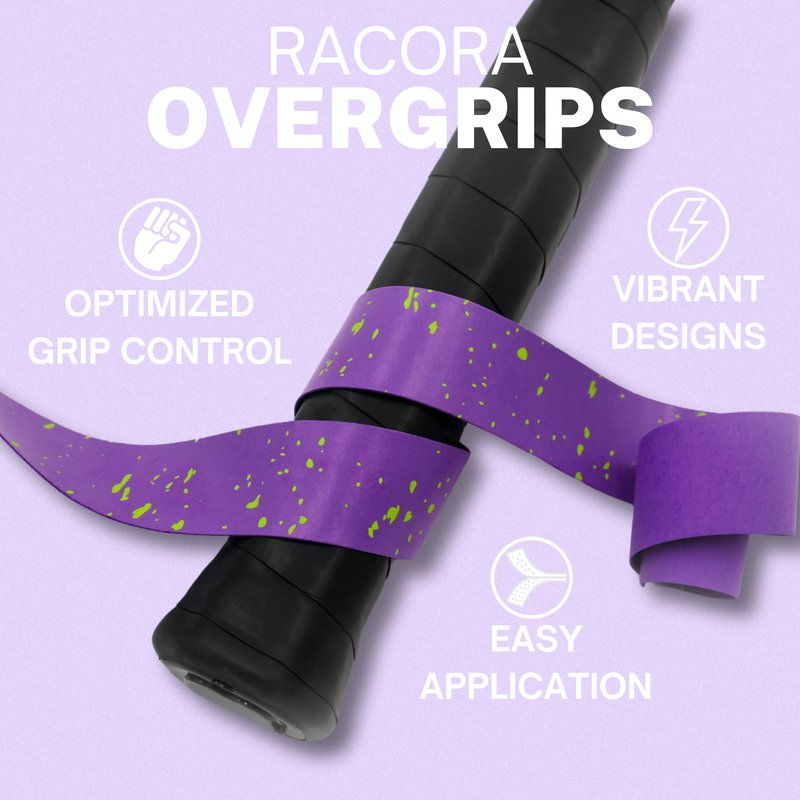 Racora Tennis Overgrip, Tennis Grip Tape, Durable Tennis Grip, Racket Handle Wrap (White + Blue Speckle, 1-Pack)