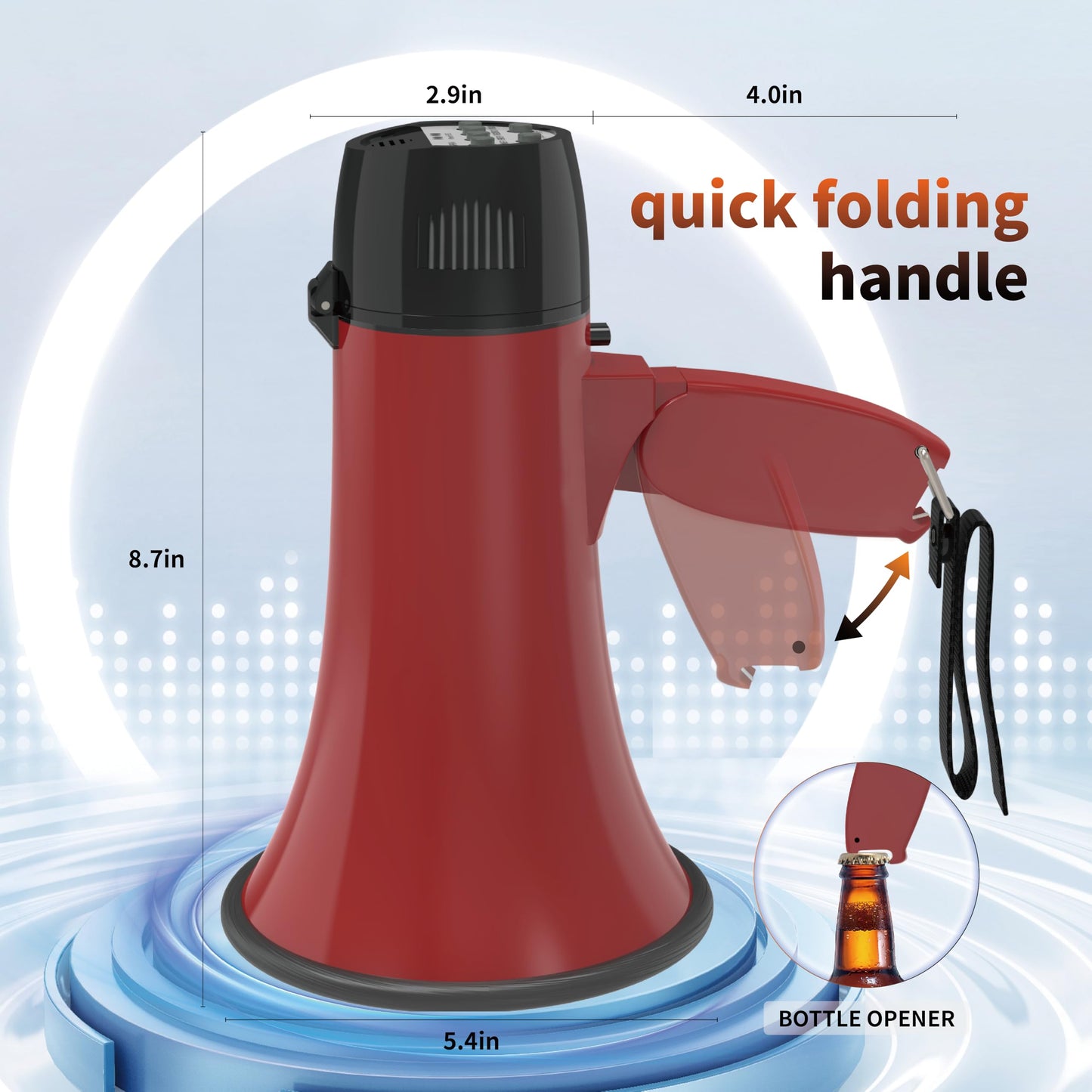 Flydot Megaphone with Speaker Microphone Siren and 240-Second Recording Includes Volume Control for Outdoor Events and Crowd Management Red