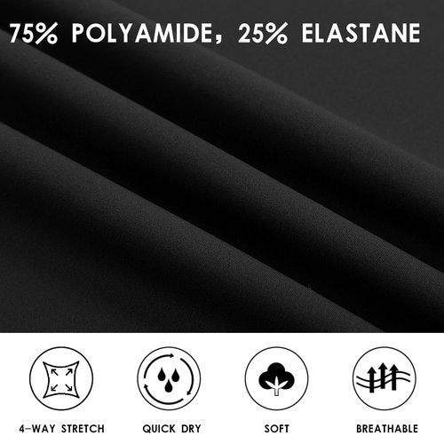 EZPERY Bermuda Shorts for Women with Zipper Pocket Womens High Waisted Long Shorts for Running Workout Athletic Black Dark
