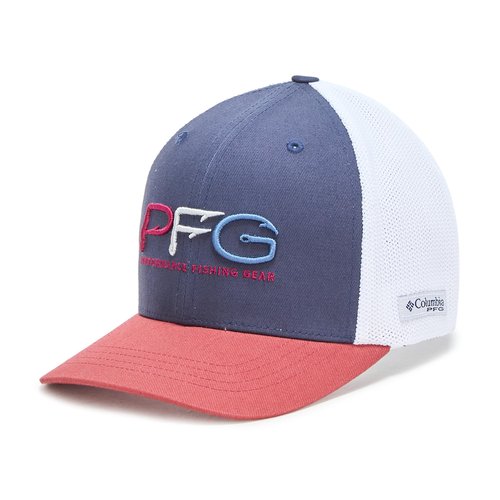 Columbia Youth PFG Mesh Ball Cap, Nocturnal/Dusty Crimson/PFG Hooks, One Size