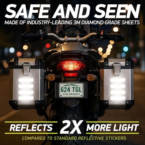 3M Diamond Grade Reflective Stickers - White Safety Tape | 1.25″ x 6″ | 5-Pack for Helmets, Cars & More